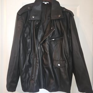 Bar III Black Leather Biker Jacket